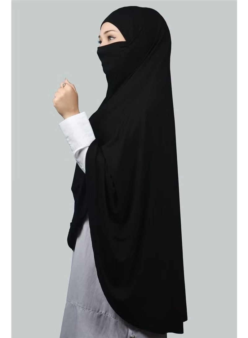 Altobeh طرحة جاهزة عملية مع حجاب ونيكاب - غطاء صلاة سوفليه (5XL) - أسود - Image 4